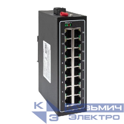 Коммутатор неуправляемый промышленный U-16T 16 портов 10/100Base-T(X) RJ45 монтаж на DIN-рейку TSX EKF TSX-U-16T