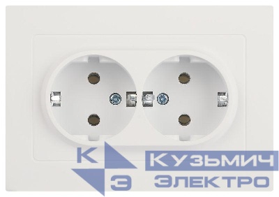 Розетка 2-м СП Accent 6-205-01М 16А IP20 250В 2P+E Schuko AL/CU бел. матов. Intro Б0063487