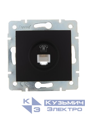 Розетка телефонная 1-м СП Karina RJ11 механизм черн. бархат LEZARD 707-4288-137