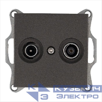 Розетка телевизионная оконечная TV + FM 2-м Ф9.5мм механизм мокко Jasmart G6204Z