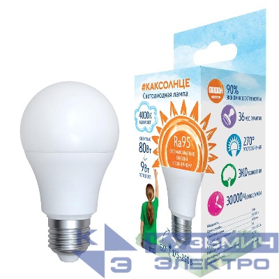 Лампа светодиодная LED-A60-9W/4000K/E27 /FR/RA95 PLK01WH 9Вт матовая как солнце 4000К нейтр. бел. E27 (упак. картон) Uniel UL-00006504