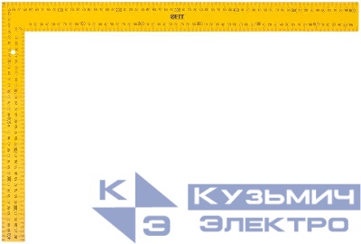 Угольник столярный цельнометаллический крашеная шкала 400х600мм желт. FIT 19626