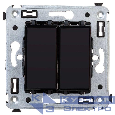 Переключатель 2-кл. 2мод. СП Avanti "Черный квадрат" 16А черн. DKC 4402114
