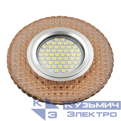 Светильник DLS-L135 GU5.3 GLASSY/LIGHT TEA GU5.3 встраив. доп. светодиод. подсветка 3Вт без лампы стекло Fametto UL-00003860