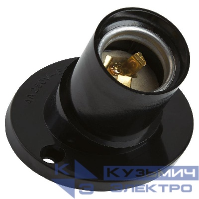 Патрон Е27 настенный наклонный 250В 4А карболит латунь черн. размер 81х71х60мм FERON 41043