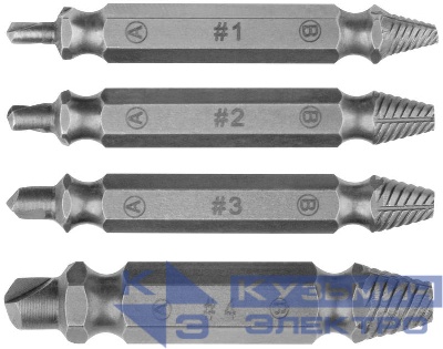 Набор экстракторов двусторонних профи сталь S2 4шт FIT 36452