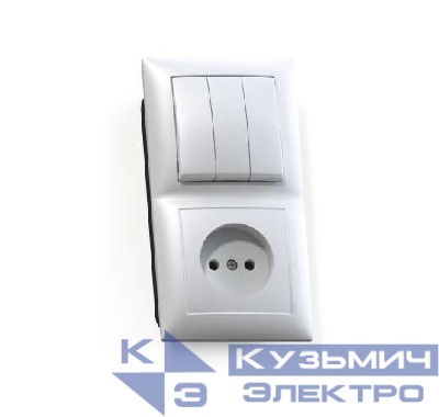 Блок СП БКВР-410 Селена (3-кл. выкл. + розетка) бел. Кунцево 8203
