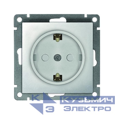 Розетка 1-м СП Афина 16А IP20 с заземл. защ. шторки механизм серебр. Universal A0049-S