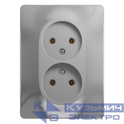 Розетка 2-м СП Glossa 16А IP20 без заземл. в сборе алюм. SE GSL000320