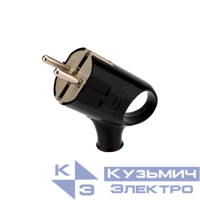 Вилка Евро угловая 16А с заземл. с кольцом черн. Rexant 11-8953