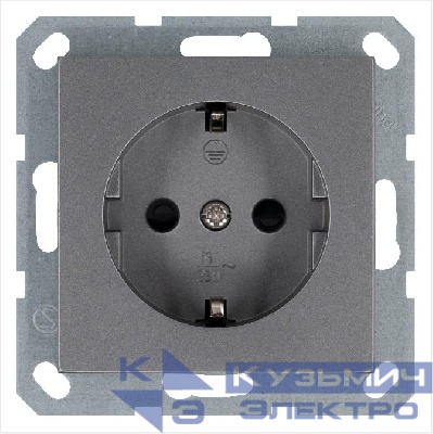 Розетка 1-м Shuko 16А IP20 с заземл. защ. шторки механизм алюм. Jasmart G5501S