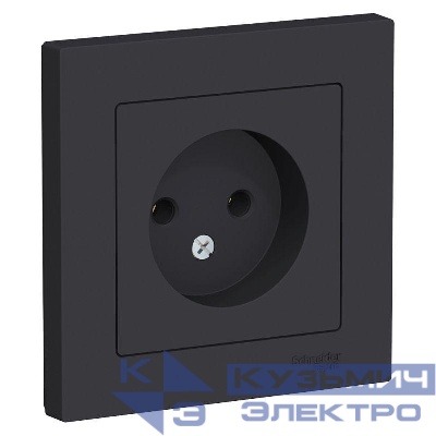 Розетка 1-м СП AtlasDesign 16А IP20 без заземл. в сборе карбон SE ATN001040