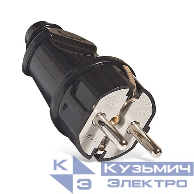Вилка электрическая прямая 16А 250В с заземл. черн. (еврослот) UNIVersal А1010