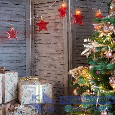 Гирлянда светодиодная "Звездопад" 2.25м 10LED красн. тепл. бел. 0.1Вт IP20 провод ПВХ прозр. элементы питания 2хAA (не в компл.) Neon-Night 304-002