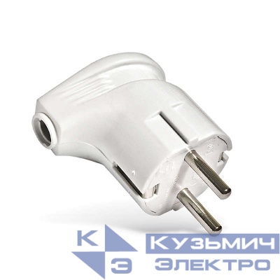 Вилка электрическая угловая 16А 250В с заземл. бел. (еврослот) UNIVersal А105