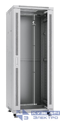 Шкаф монтажный телекоммуникационный напольный SH-05C-32U60/60 19дюйм для распред. и серверн. оборудования 32U 600х600х1610мм передн. стеклян. и задн. сплошн. метал. двери ручка с замком сер. (RAL 7035) Cabeus 7046c