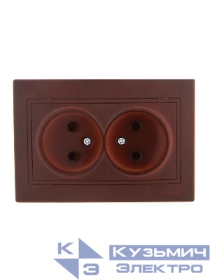 Розетка 2-м СП Mira 16А IP20 без заземл. керамика вишня LEZARD 701-0601-128