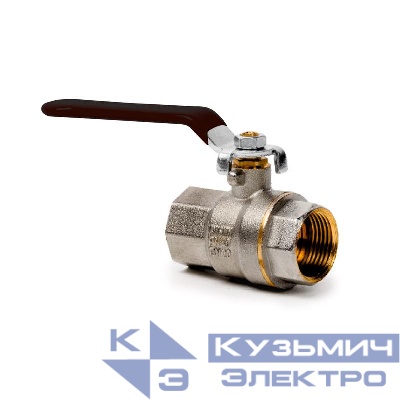 Кран шаровой ручка рычаг латунь внутр./внутр. резьба 1дюйм PN40 никель (инд. упак.) RTP 34876