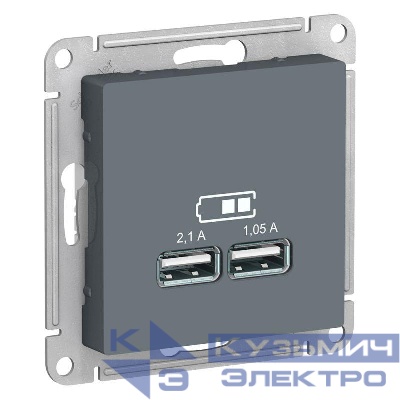 Розетка USB AtlasDesign тип A+A 5В 1х2.1А 2х1.05А механизм грифель SE ATN000733