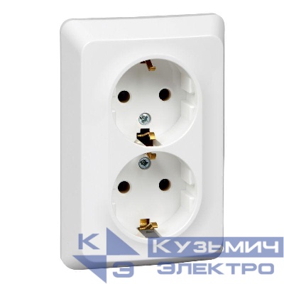 Розетка 2-м СП Этюд 16А IP20 250В с заземл. без защ. шторок бел. SE PC16-107B