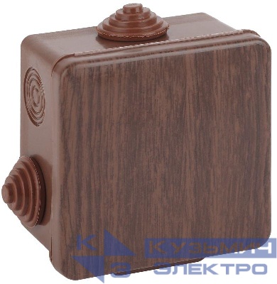 Коробка распаячная ОП КОР 65х65х50мм с гермовводами 4 вх. IP54 дуб Эра Б0043228