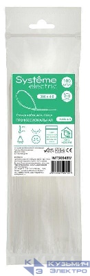 Стяжка кабельная 300х4.8 бел. (уп.100шт) SE IMT30048W