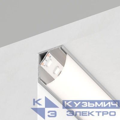 Профиль угловой круглый 16х16мм CAB280 с матов. экраном 2 заглушками 4 крепежами в комплекте алюм. серебр. FERON 10299