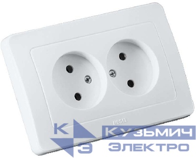 Розетка 2-м СП Мастер 16А 250В защ. шторки бел. HEGEL РС16-342
