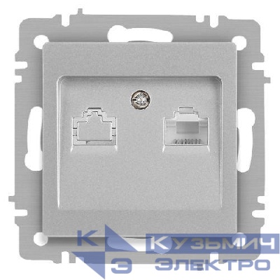 Розетка компьютерная 1-м СП Accent 6-303-03 RJ45 IP20 алюм. Intro Б0063630