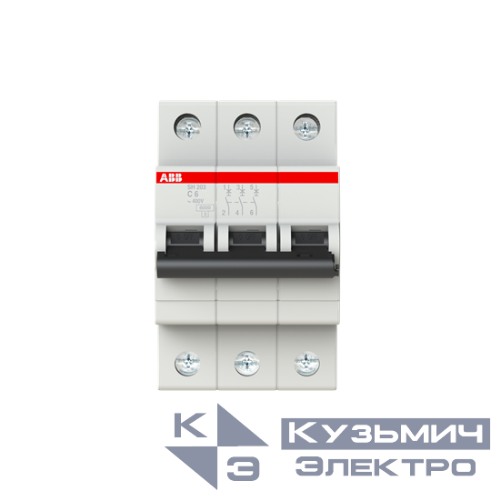 SH203 C6   6,0кА  Автоматический выключатель 3-полюсный 2CDS213001R0064