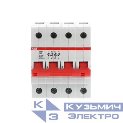 E204r 100A Рубильник 4пол.  рычаг крас. 2CDE284001R0100