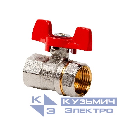 Кран шаровой ручка бабочка латунь внутр./внутр. резьба 3/4дюйм PN25 никель (инд. упак.) RTP 34889