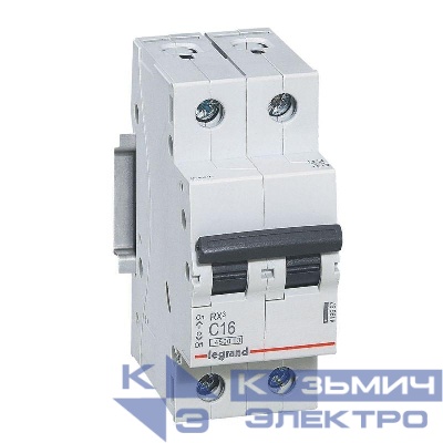 Выключатель автоматический модульный 2п C 16А 4.5кА RX3 ИЭК Leg 419697