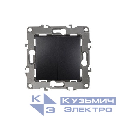 Выключатель 2-кл. СП Эра12 12-1004-05 10А IP20 250В 10AX без монтаж. лапок механизм антрацит Эра Б0014655