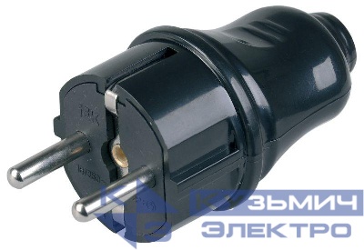 Вилка прямая ВПп10-02-Ст разборная с заземл. контактом 16А черн. IEK EVP10-16-01-K02