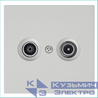 Розетка телевизионная оконечная TV + FM 2-м СП FD Ф9.5мм с накладкой механизм тауп матов. soft touch Jasmart FD6204PTM