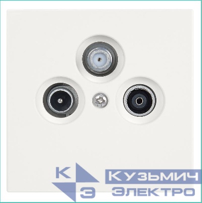 Розетка телевизионная оконечная TV + FM + SAT 3-м СП FD Ф9.5мм с накладкой механизм сахара Jasmart FD6206SH