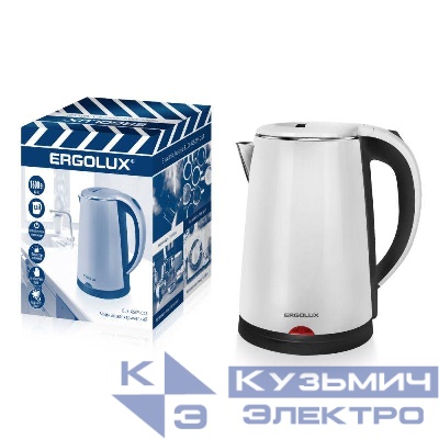 Чайник ELX-KS09-C41 нерж. сталь/пластик 1.8л 220-240В 1600Вт черн./бел. ПРОМО Ergolux 14927