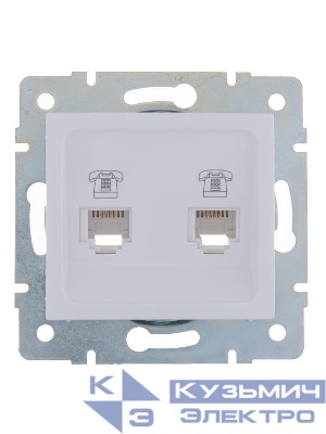 Розетка телефонная 2-м СП Karina RJ11 механизм бел. LEZARD 707-0288-138