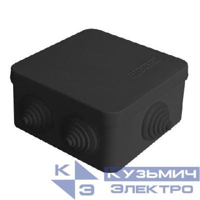 Коробка распределительная ОП 84х84х45мм IP54 7 выходов 3 гермоввода крышка защелкивающаяся материал - полипропилен черн. Epplast 120075