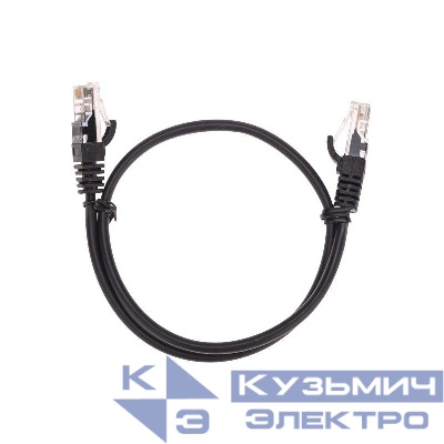 Патч-корд U/UTP CAT 5e RJ45-RJ45 26AWG LSZH черн. 0.5м Rexant 02-0102-05