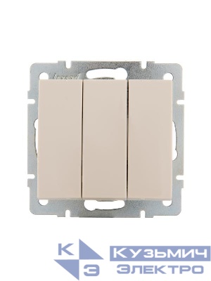 Выключатель 3-кл. СП Rain IP20 механизм крем. LEZARD 703-0388-109