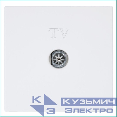 Розетка телевизионная оконечная TV 1-м СП FD Ф9.5мм с накладкой механизм бел. матов. soft touch Jasmart FD6001PWM