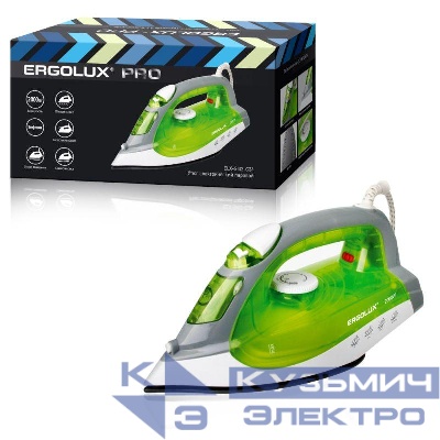 Утюг паровой ELX-SI02-C34 электр. 2000Вт 220-240В тефлон салатов. Ergolux 13127
