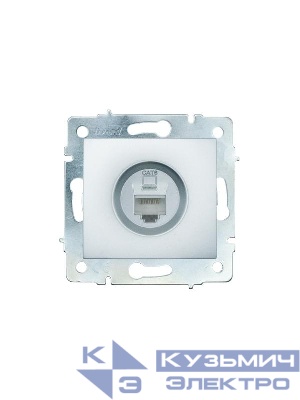 Розетка компьютерная 1-м СП KARINA IP20 RJ45 кат.6 механизм матов. серебр. LEZARD 707-4388-140