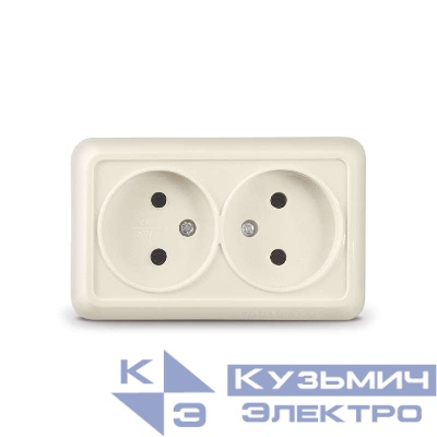 Розетка 2-м ОП Олимп 16А IP20 без заземл. сл. кость UNIVersal Б-О0102