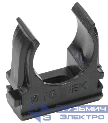 Держатель для труб (клипса) CF16 с защелкой черн. ELASTA IEK CTA10D-CF16-K02-100