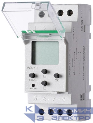 Реле времени PCS-517 16А 24-264В AC/DC 1 перекл. IP20 многофункц. цифр./индикация монтаж на DIN-рейке F&F EA02.001.015