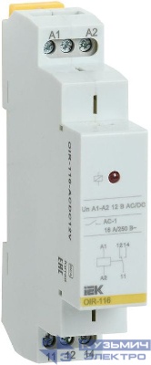 Реле промежуточное OIR 1 конт. (16А) 12В AC/DC IEK OIR-116-ACDC12V