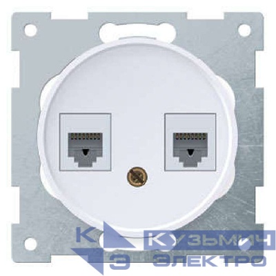 Розетка компьютерная + телефонная 2-м СП Florence RJ45 + RJ11 кат.5E механизм бел. (1E20801300) OneKeyElectro 2172771